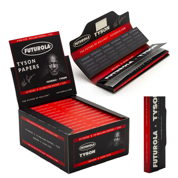 Tyson 2.0 Unbleached KS + Tips Rolling Papers (24 booklets in Display)