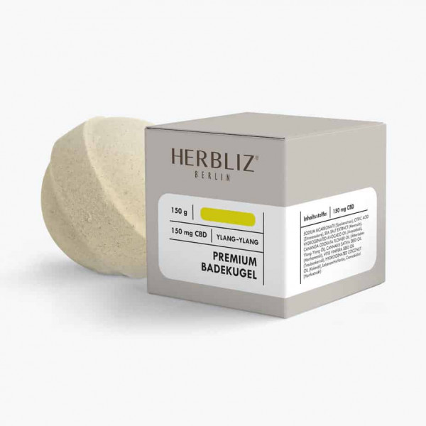 Herbliz - CBD Premium Badekugel - CBD Kosmetik (150mg) CBD - 150g Ylang-Ylang