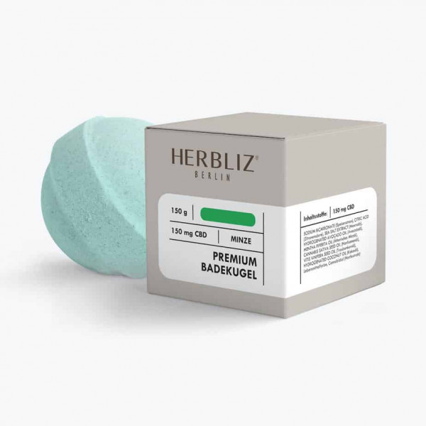 Herbliz - CBD Premium Badekugel - CBD Kosmetik (150mg) CBD - 150g Minze