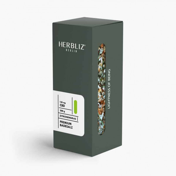 Herbliz - CBD Premium Badesalz - CBD Kosmetik (150mg) CBD - 300g Zitronengras