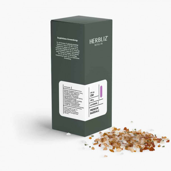 Herbliz - CBD Premium Badesalz - CBD Kosmetik (150mg) CBD - 300g Lavendel