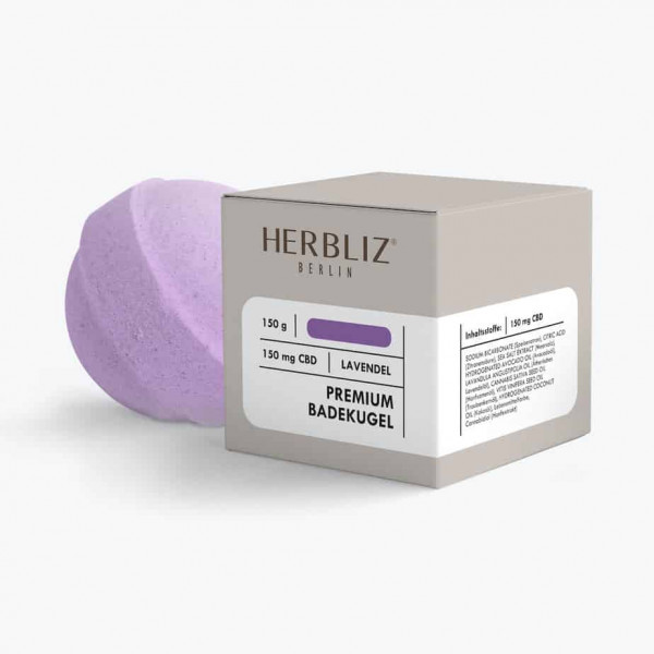 Herbliz - CBD Premium Badekugel - CBD Kosmetik (150mg) CBD - 150g Lavendel