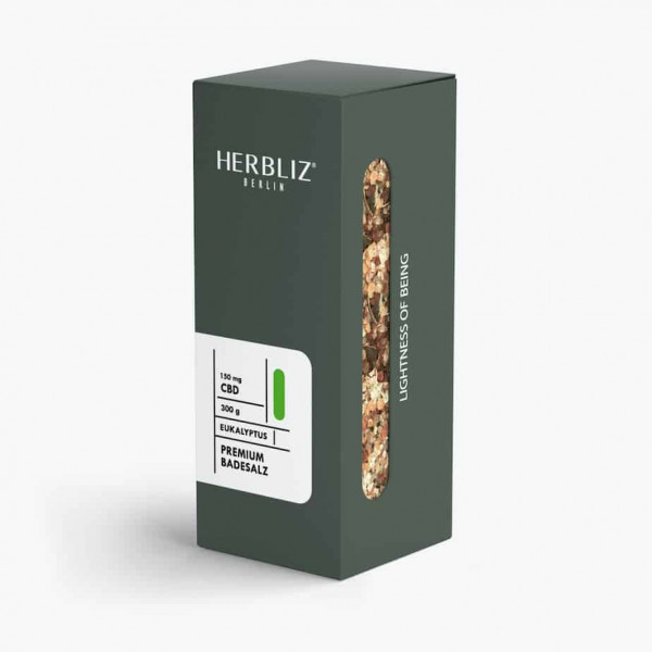 Herbliz - CBD Premium Badesalz - CBD Kosmetik (150mg) CBD - 300g Eukalyptus
