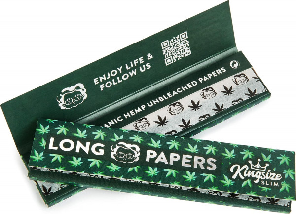 6x Granny's new Organic Slim Long Papers aus Hanf | 108 x 45 mm | 36 Blatt ungebleicht