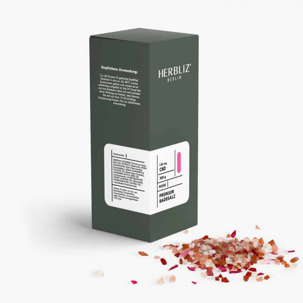 Herbliz - CBD Premium Badesalz - CBD Kosmetik (150mg) CBD - 300g Rose